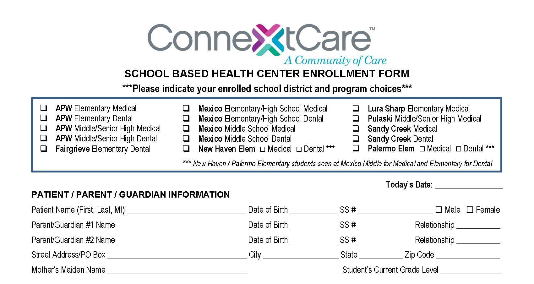 ConnextCare Enrollment Form